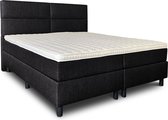 Boxspring Lancome compleet, merk Olympic Life, vlak, 200 x 220 cm, zwart, 18-delig met 4 vlakken motief hoofdbord