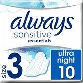 Always Maandverband Sensitive Essentials Night 10 Stuks