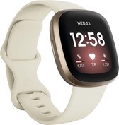 Shop4 - Fitbit Versa 4 Bandje - Fitbit Versa 3 Bandje - Fitbit Sense 2 Bandje - Fitbit Sense Bandje - Large Siliconen - Beige - Kerstcadeau