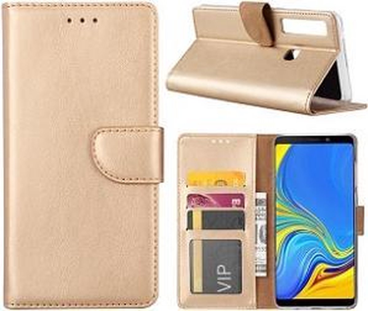 Samsung A9 2018 Hoesje Wallet Case Goud