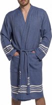 Hamam Badjas Krem Sultan Navy - XS - unisex - hotelkwaliteit - sauna badjas - luxe badjas - dunne zomer badjas - ochtendjas