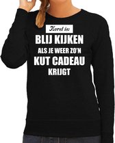 Zwarte foute Kersttrui / sweater - Kerst is blij kijken / kut cadeau - dames - Kerstkleding / Christmas outfit 2XL