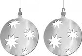 2x Kerstbal hangdecoratie zilver 30 cm van karton - Kerstversiering - Kerstdecoratie