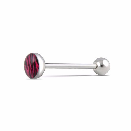 Tongpiercing Zebra strepen Zwart en Roze