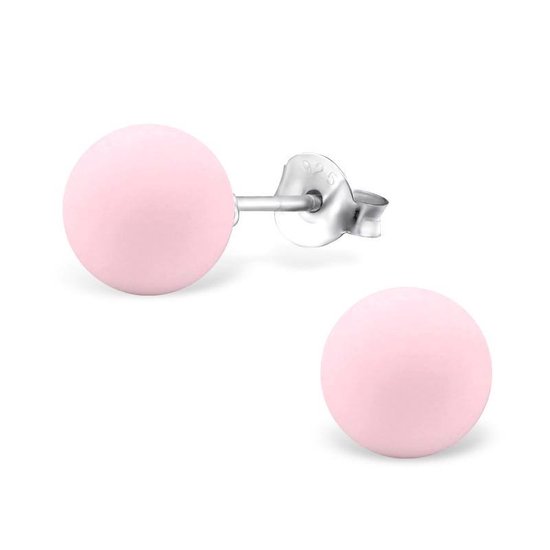 Aramat jewels ® - Zilveren pareloorbellen poeder roze 925 zilver 8mm