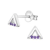 Aramat jewels ® - 925 sterling zilveren kinder oorbellen driehoek paars 5mm