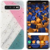 BackCover Marble hoesje met Glitter - Telefoonhoesje voor Samsung S10 - Grijs