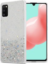 Cadorabo Hoesje geschikt voor Samsung Galaxy A41 in Transparant met Glitter - Beschermhoes van flexibel TPU silicone met fonkelende glitters Case Cover Etui