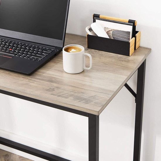 Bureau - Computertafel - Smalle kantoortafel - Metaal - Grijs Zwart -100 x 50 x 75 cm