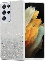Cadorabo Hoesje geschikt voor Samsung Galaxy S21 ULTRA in Transparant met Glitter - Beschermhoes van flexibel TPU silicone met fonkelende glitters Case Cover Etui