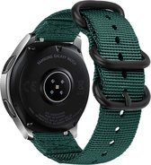 Strap-it Smartwatch bandje 22mm - nylon gesp horlogebandje geschikt voor Samsung Galaxy Watch 1 46mm / Galaxy Watch 3 45mm / Gear S3 Classic & Frontier - Amazfit GTR 47mm / GTR 2 / GTR 3 - Polar Vantage M / M2 / V3 / Grit X - Pro - Donkergroen