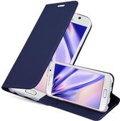 Cadorabo Hoesje geschikt voor Samsung Galaxy S6 in CLASSY DONKER BLAUW - Beschermhoes met magnetische sluiting, standfunctie en kaartvakje Book Case Cover Etui
