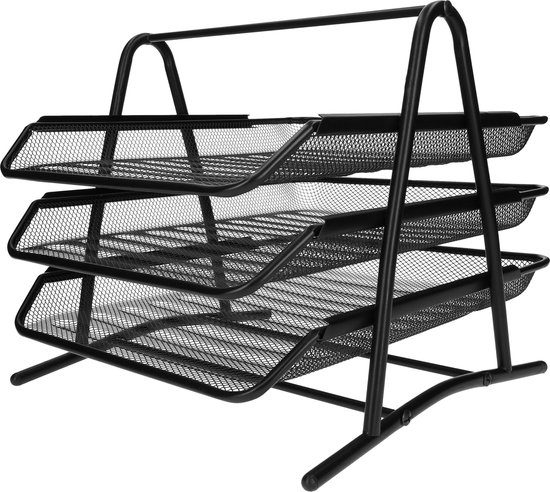 Foto: Quvio brievenhouder brievenbakjes postbakje brievenbakje kantoor desk organizer bureau organizer brievenbak tijdschriftenhouder tijdschriftenrek geschikt voor a4 formaat zwart 3 laags metaal