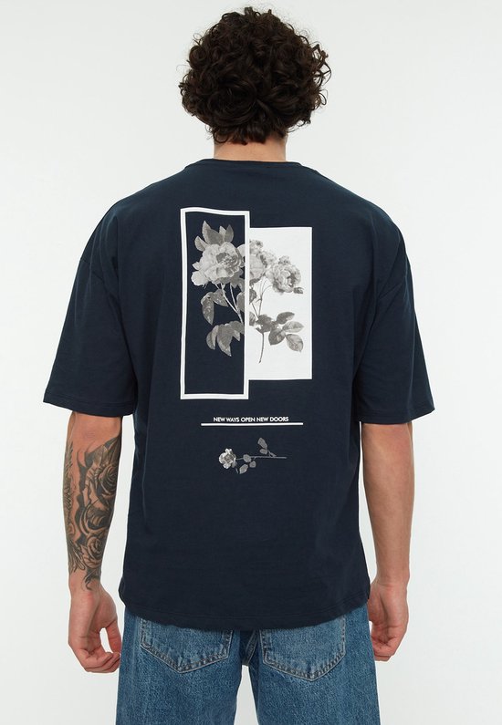 Trendyol TMNSS21TS1223 Volwassenen Mannen T-shirt Single pack - Donkerblauw - L