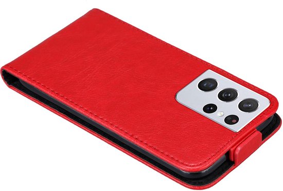 Coque Cadorabo pour Samsung Galaxy S21 ULTRA en ROUGE POMME - Coque de protection au design rabattable avec fermeture magnétique