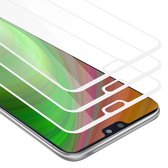 Cadorabo 3x Screenprotector geschikt voor Huawei P20 Volledig scherm pantserfolie Beschermfolie in TRANSPARANT met WIT - Getemperd (Tempered) Display beschermend glas in 9H hardheid met 3D Touch