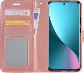 Hoes Geschikt voor Xiaomi 12 Hoesje Book Case Hoes Flip Cover Wallet Bookcase - Rosé goud