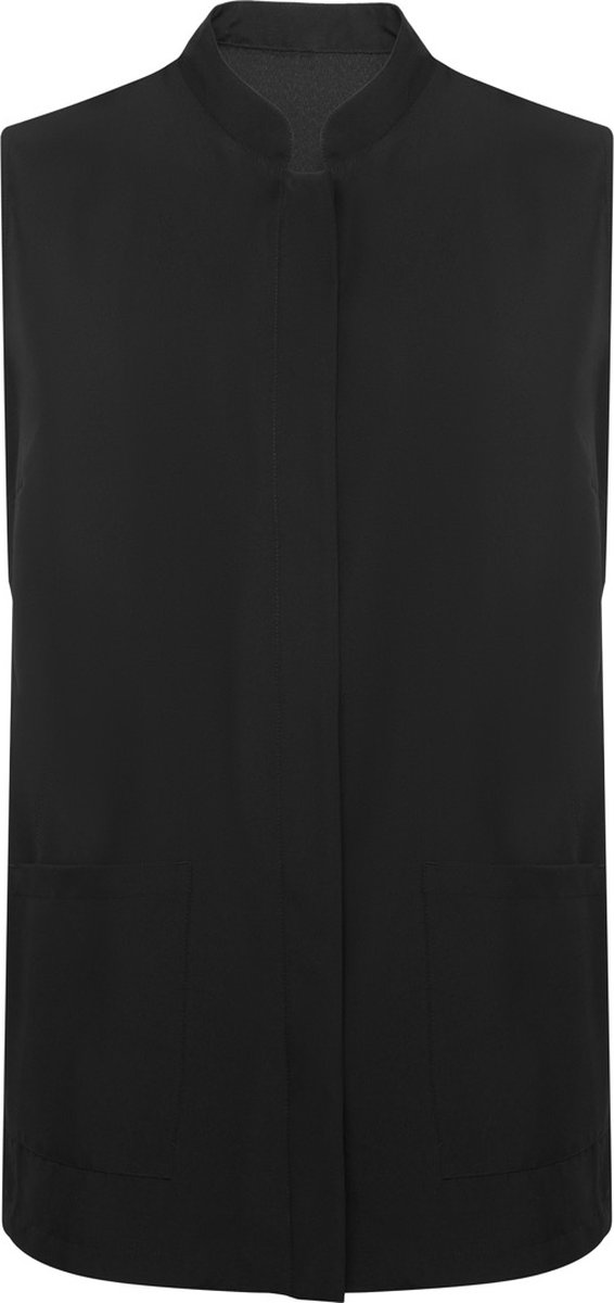 Zwart damesschort met blinde drukknopen, zakken en mao kraag ,model Aldany maat S