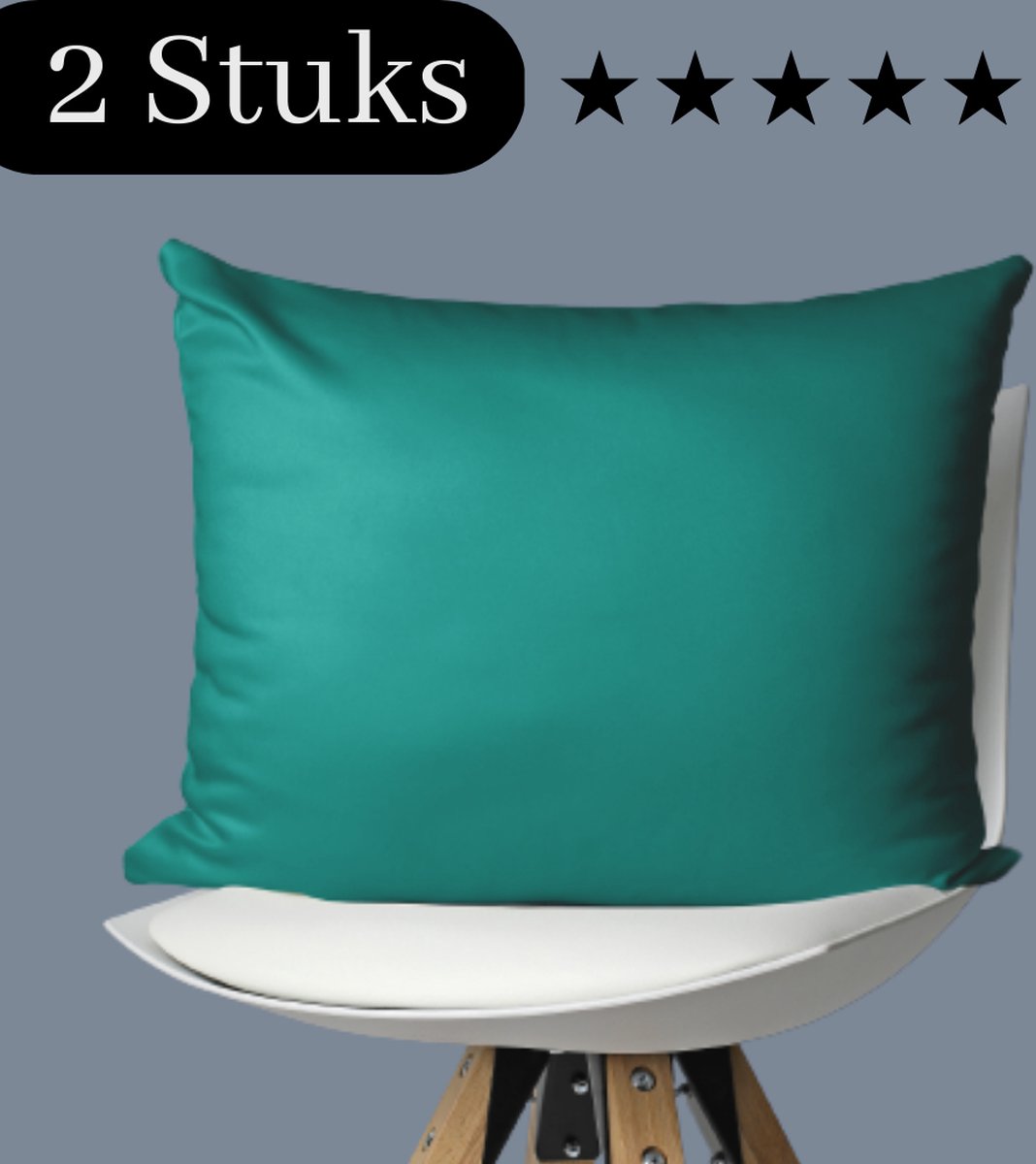 Droomtextiel Kussenslopen Katoen Satijnen Groen 60 x 70 cm - Set van 2 - Anti allergeen - Huidverzorging - Haarverzorging - Hoogwaardige Kwaliteit - Super Zacht