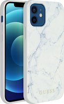 Wit hoesje van Guess - Backcover - iPhone 12 Mini - Marble Hard Case