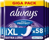 Always Daily Protect - Extra Long - OdourBlock Technologie - Inlegkruisjes - Voordeelverpakking 4 x 58 Stuks