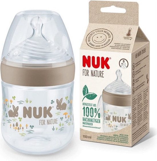 Babyflesje - NUK | For Nature | Babyfles | maat S | 150 ml | beige