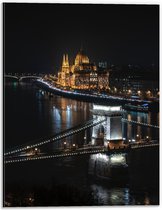 WallClassics - Dibond - Kettingbrug in Hongarije - 30x40 cm Foto op Aluminium (Met Ophangsysteem)