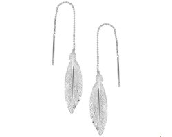 Zilver Gerhodineerde Doortrekoorbellen veer 1319794