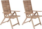 NATERIAL - Set de 2 chaises de jardin SOLARIS avec accoudoirs - Pliable - Chaises pliantes - 2 x chaises de jardin dossier haut avec dossier réglable 5 positions - acacia - beige
