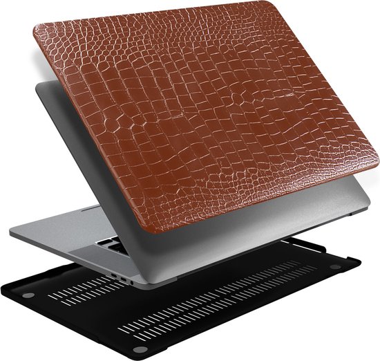 Lunso - MacBook Air 13 pouces M2 (2022) - Housse - Croco Brown - Modèle A2681