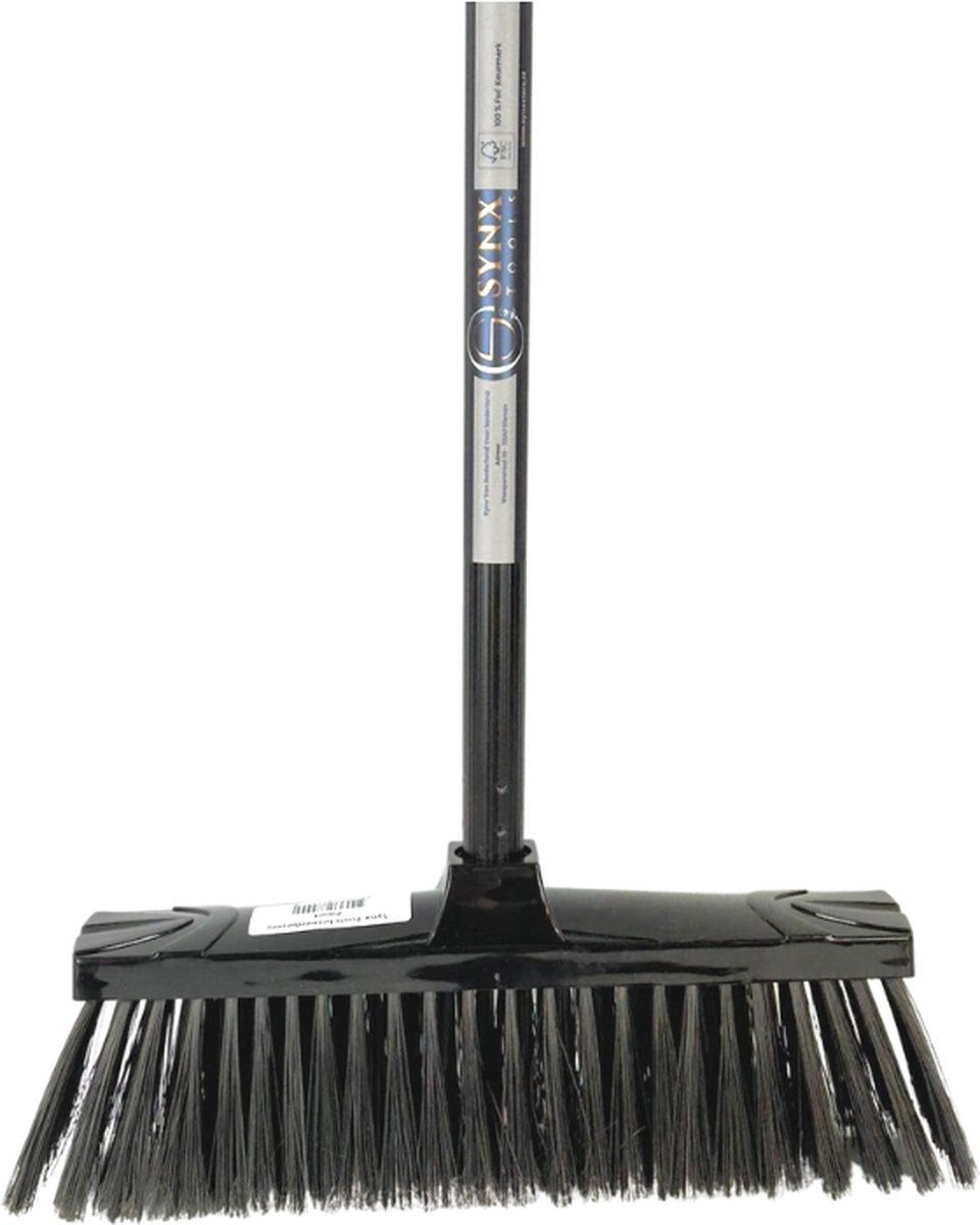Synx Tools Binnenbezem 30 Cm Met Houten Steel 150 Cm - Zachte Paardenhaar Zaalveger