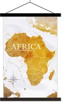 Posterhanger incl. Poster - Schoolplaat - Wereldkaart - Afrika - Goud - 40x60 cm - Zwarte latten