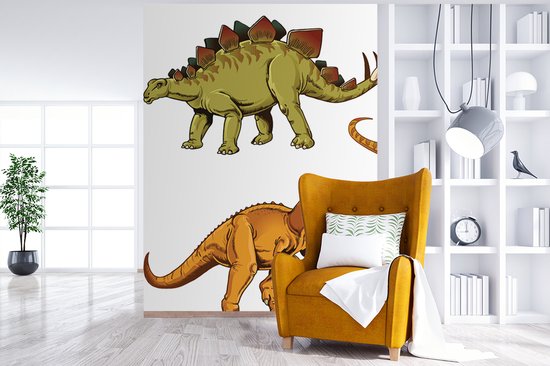 Behang kinderkamer - Fotobehang Dinosaurus - Tekening - Kinderen - Jongens - Kinderen - Breedte 160 cm x hoogte 220 cm - Kinderbehang