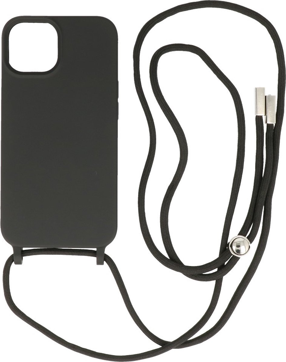 Hoesje met Koord 2.5mm Dikke Back Cover Kleur Zwart geschikt voor Iphone 14