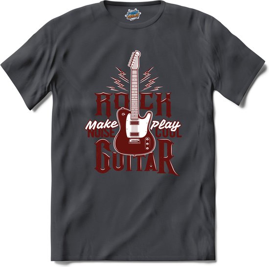 Rock Make Noise Play Cool Guitar | Muziek - Gitaar - Hobby - T-Shirt - Unisex - Mouse Grey - Maat S