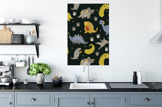 Muursticker enfants - Stickers muraux chambre d'enfant - Dino - Enfants - Motifs - Garçons - Filles - Dinosaurus - Décoration pour chambres d'enfants - 60x90 cm - Papier peint autocollant - Film autocollant
