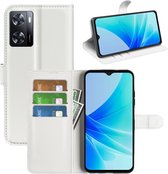 Oppo A57 - A57s - A77 Hoesje - MobyDefend Kunstleren Wallet Book Case (Sluiting Voorkant) - Wit - GSM Hoesje - Telefoonhoesje Geschikt Voor Oppo A57 - A57s - A77