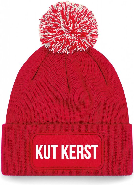 Bellatio Decorations Kut Bonnet de Noel avec pompon - unisexe - taille unique - Rouge - bonnet d'hiver