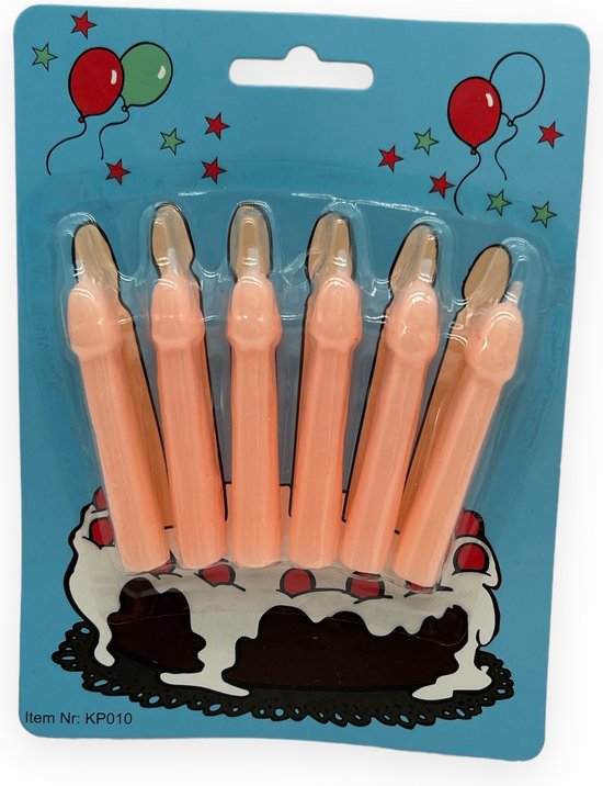 Kinky Pleasure Verjaardag Penis Kaarsjes 6 Stuks op blister