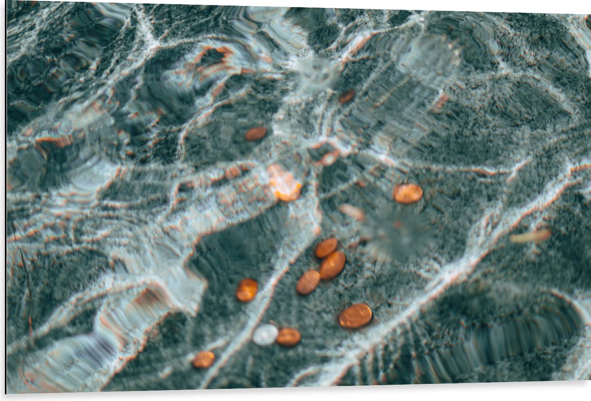 Dibond - Kleingeld op Bodem van Fontein - 105x70 cm Foto op Aluminium (Wanddecoratie van m