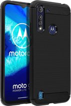 Geschikt voor Motorola Moto G8 Power Lite Versterkt Soft Case met geborsteld effect zwart