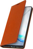 Leren Foliocase Geschikt voor Samsung Note 10 Plus Kaarthouder Standfunctie - camel