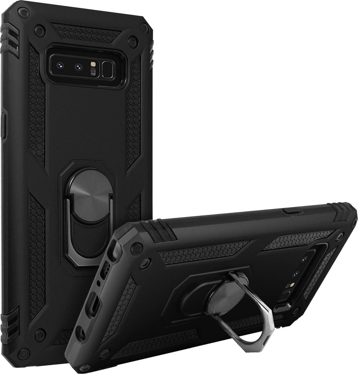 Geschikt voor Samsung Galaxy Note 8 Hybrid Case Video Support Ring zwart