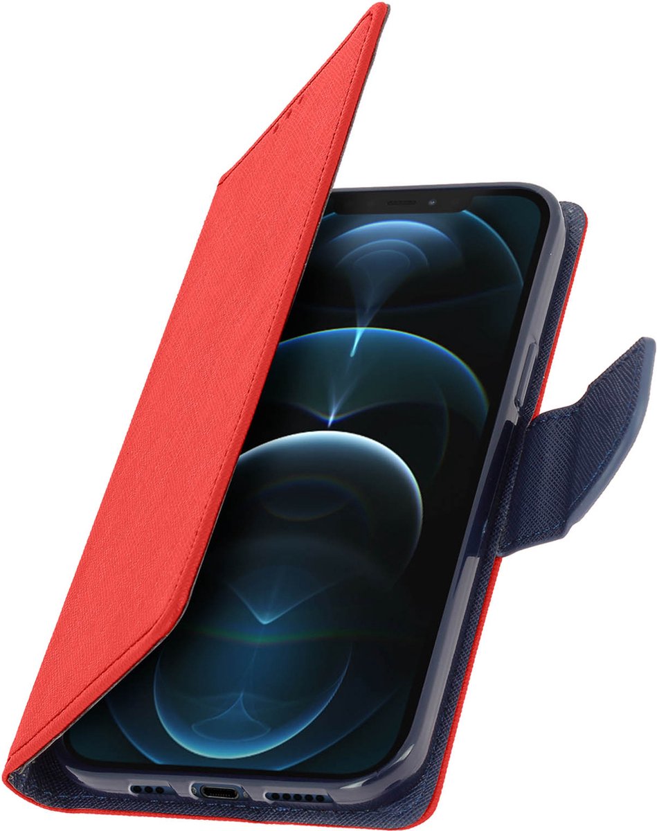 Avizar Housse pour Geschikt voor Apple iPhone 12 Pro Max Porte-carte Support Vidéo Fancy Style, Rood