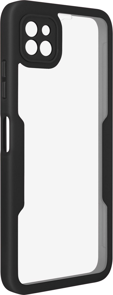 Integraal Hoesje Geschikt voor Samsung Galaxy A22 5G Achterkant plexiglas, zwart