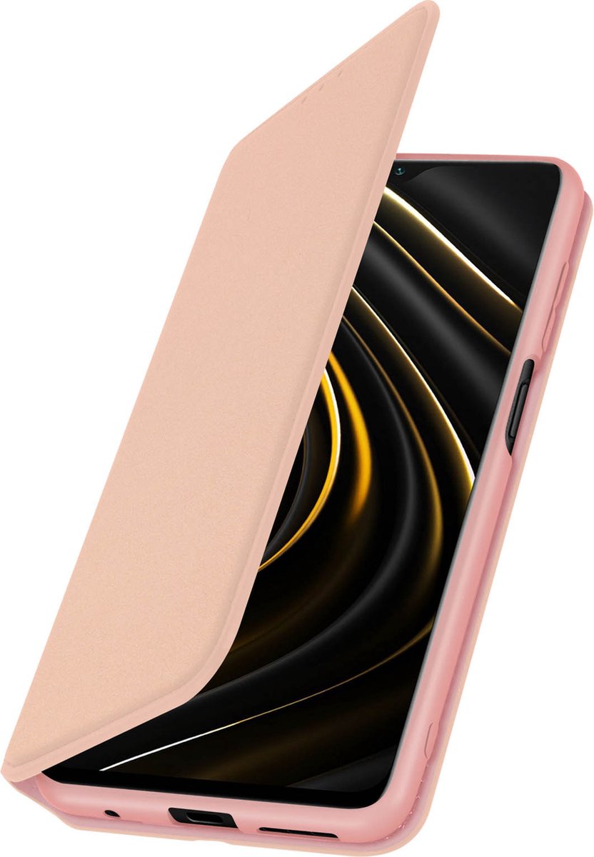 Hoes Geschikt voor Xiaomi Poco M3 klep portefeuille, video standaard champagne