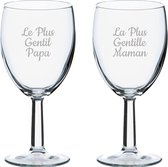 Wijnglas gegraveerd - 24,5cl - Le Plus Gentil Papa & La Plus Gentille Maman