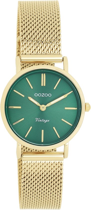 OOZOO Vintage series - Goudkleurige horloge met goudkleurige metalen mesh armband - C20297