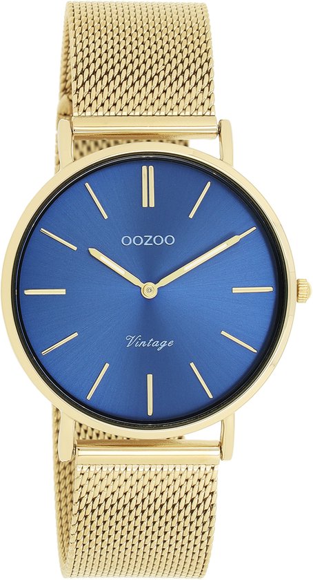 OOZOO Vintage series - Gouden horloge met gouden metalen mesh armband