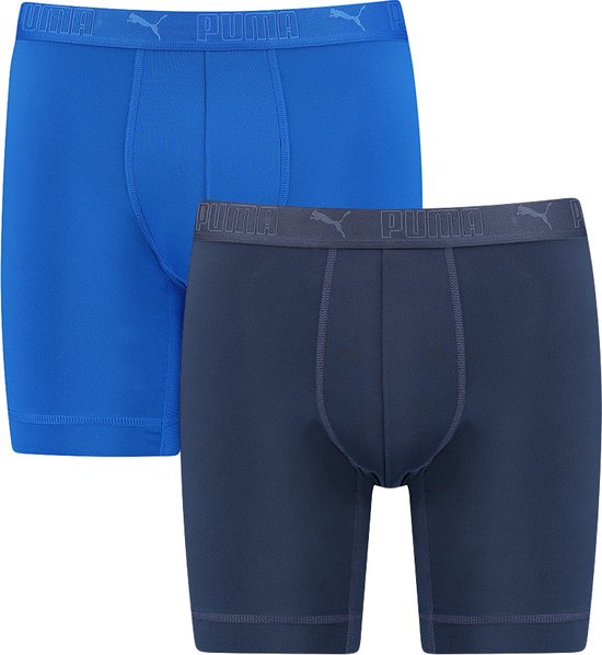 Twee Puma boxer briefs in kobaltblauw en marineblauw.